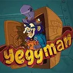 Egy rajzfilmszerű karakter, aki zsebórát tart, a háttérben egy széf kinyílik, és a Yeggman szó látható